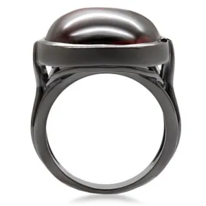 Ruthenium Brass Ring with AAA Grade CZ in Garnet for Women Style 1W100