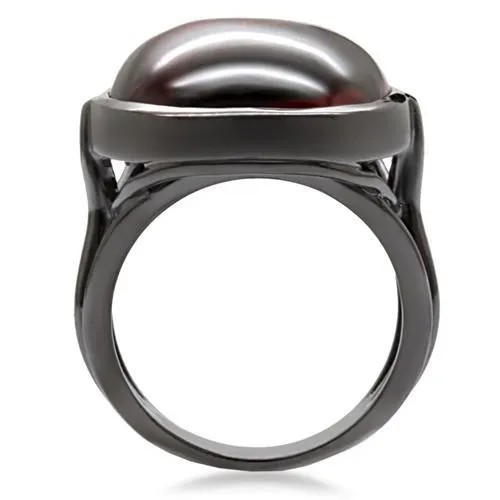 Ruthenium Brass Ring with AAA Grade CZ in Garnet for Women Style 1W100