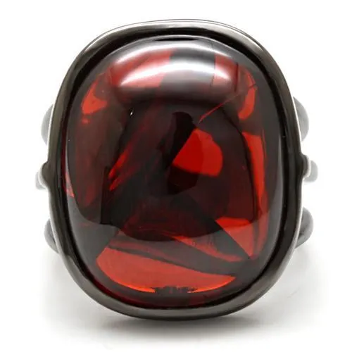 Ruthenium Brass Ring with AAA Grade CZ in Garnet for Women Style 1W100
