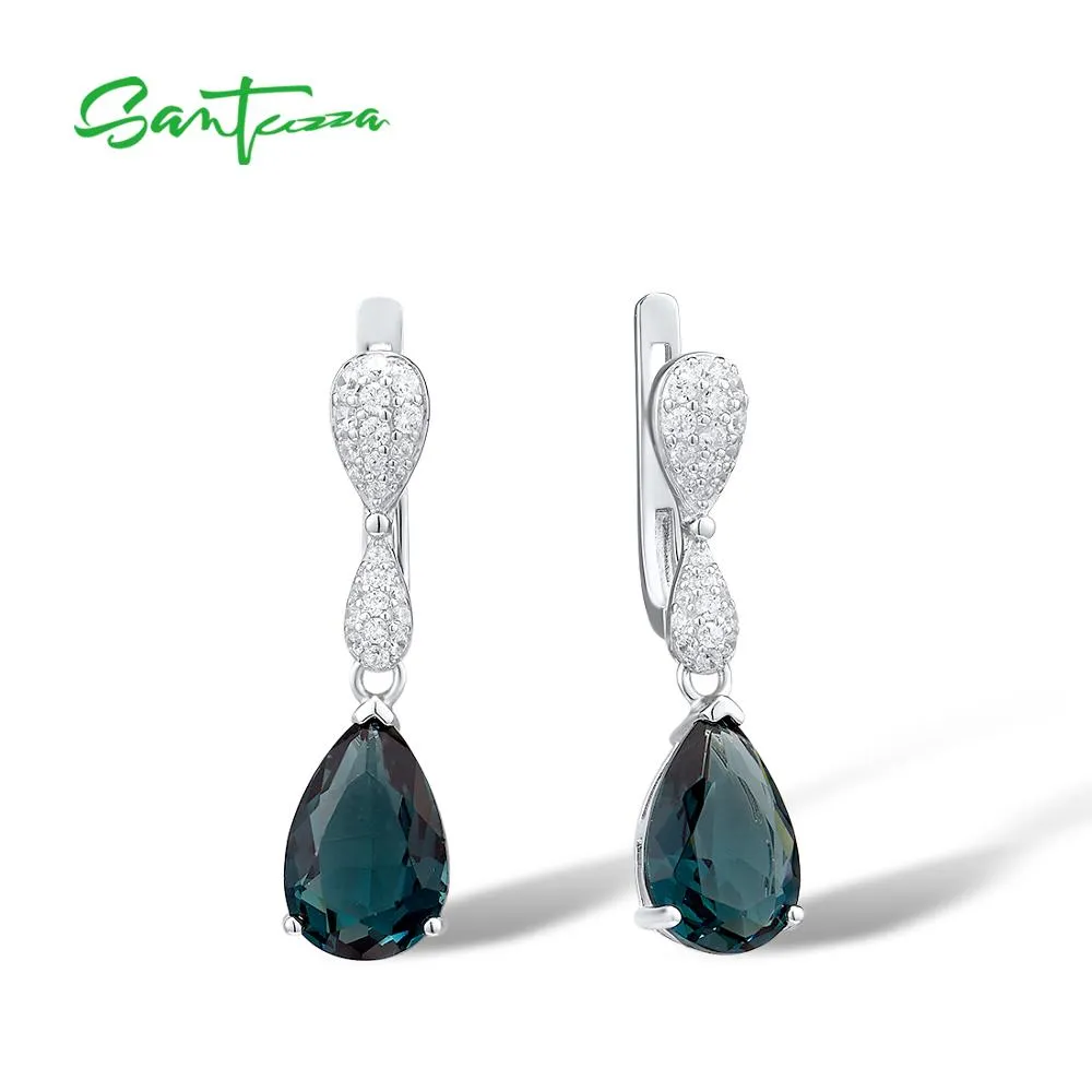 SANTUZZA Women's Sterling Silver Magic Green Crystal Drop Jewelry Set