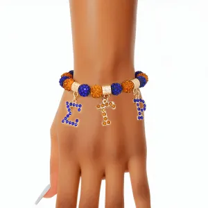 SGRHO Sigma Gamma Rho Sorority Blue and Gold Bling Letter Bracelet