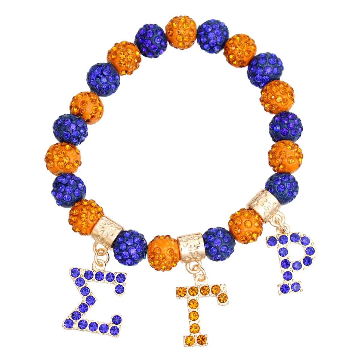 SGRHO Sigma Gamma Rho Sorority Blue and Gold Bling Letter Bracelet