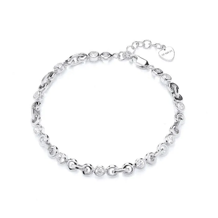 Silver & Cubic Zirconia Link Bracelet