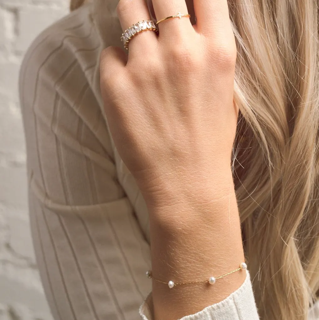 Silver Camille Pearl Bracelet