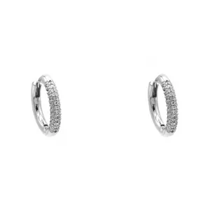 Silver Cubic Zirconia Pave Hoop Earrings