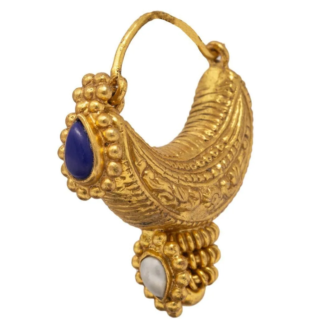 Silver gold plated antique blue earrings