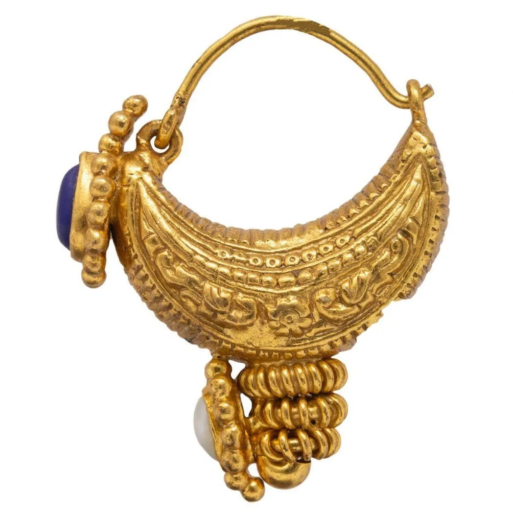 Silver gold plated antique blue earrings