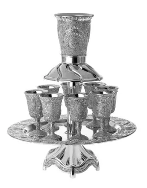 Silver Plated 8 cup Filigree Design Wine Fountain