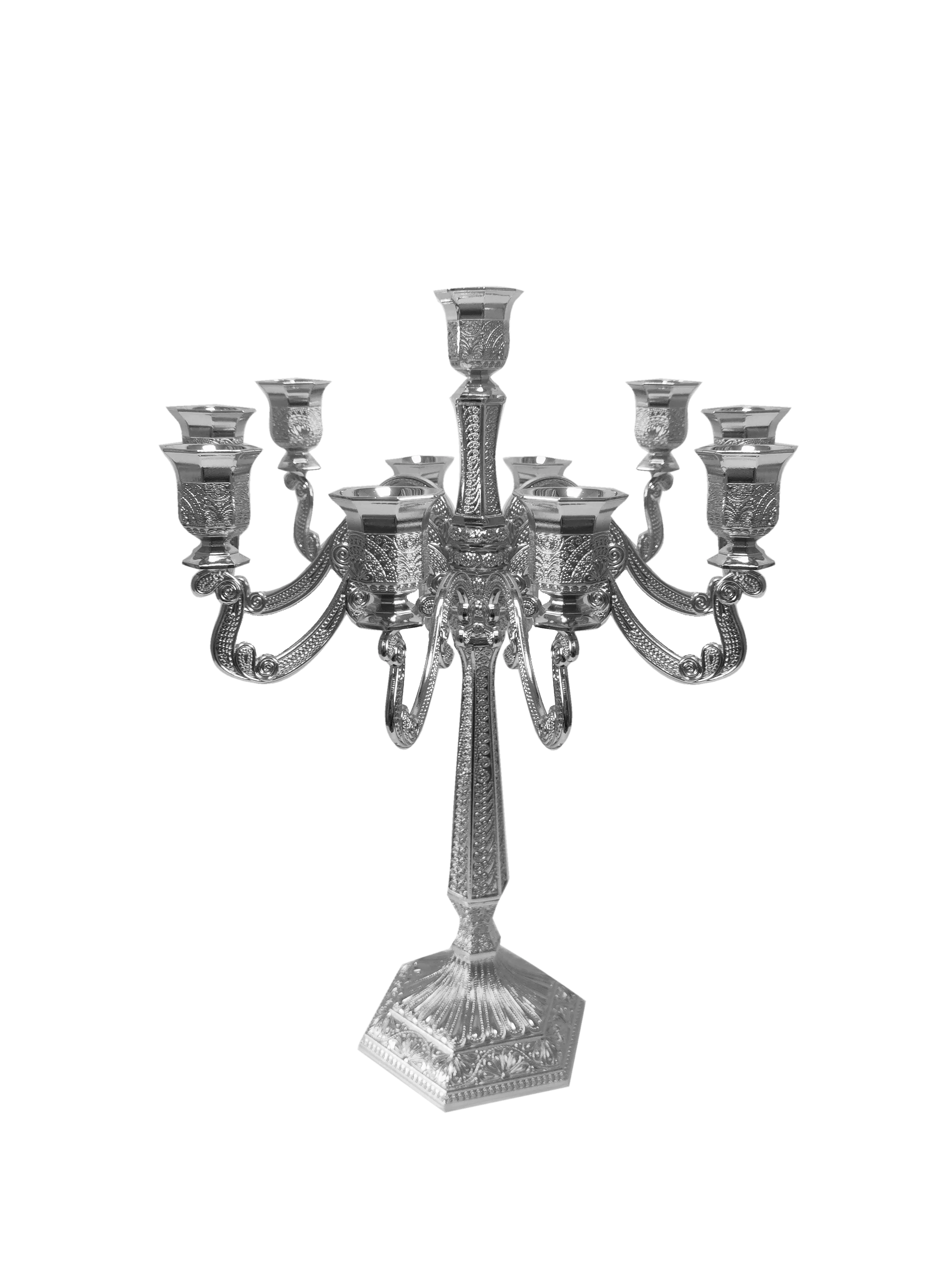 Silver Plated Filigree Candelabra 11 Light 18"
