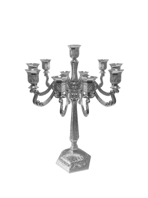 Silver Plated Filigree Candelabra 11 Light 18"