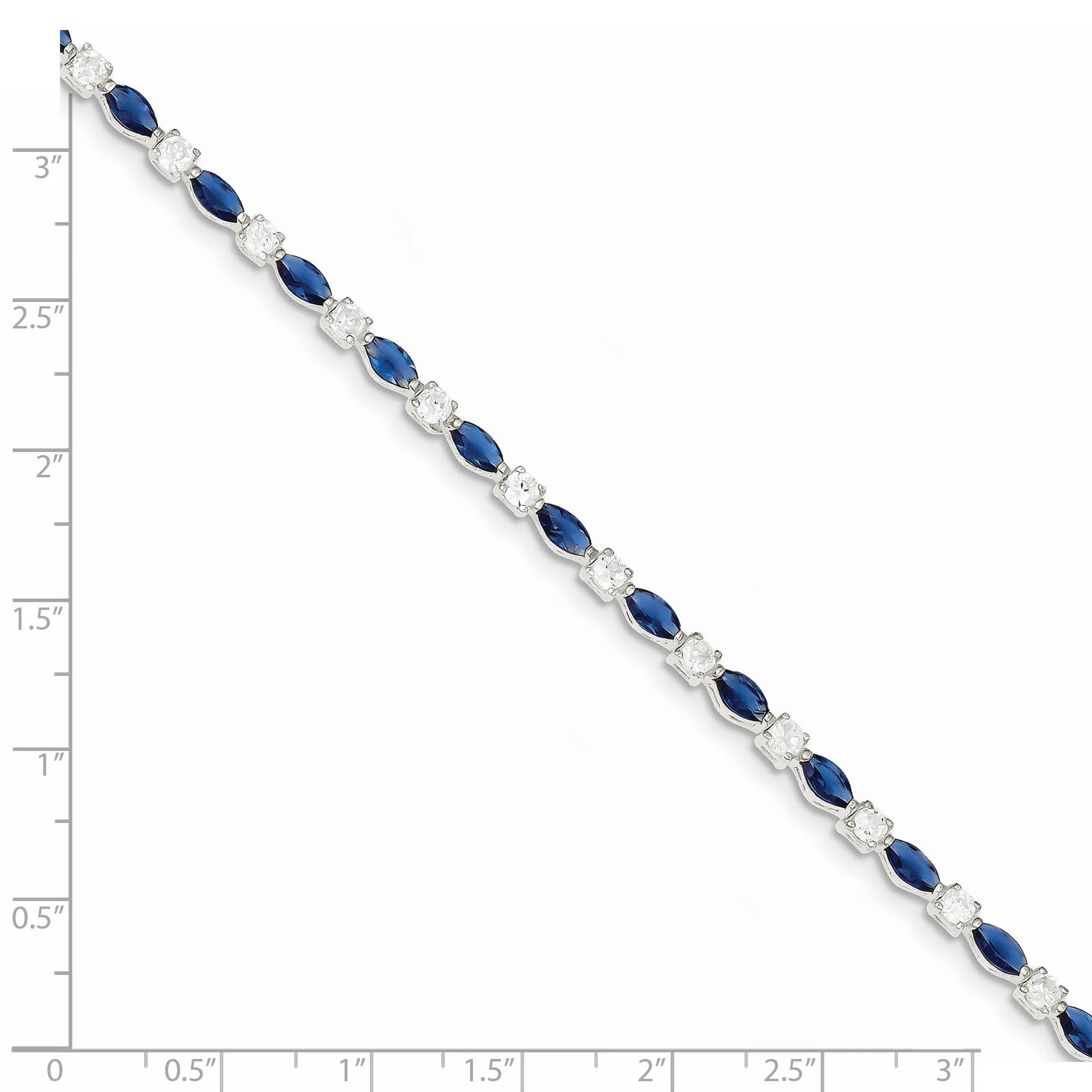 Silver Polish 37 Stones Blue Clear C.Z Bracelet