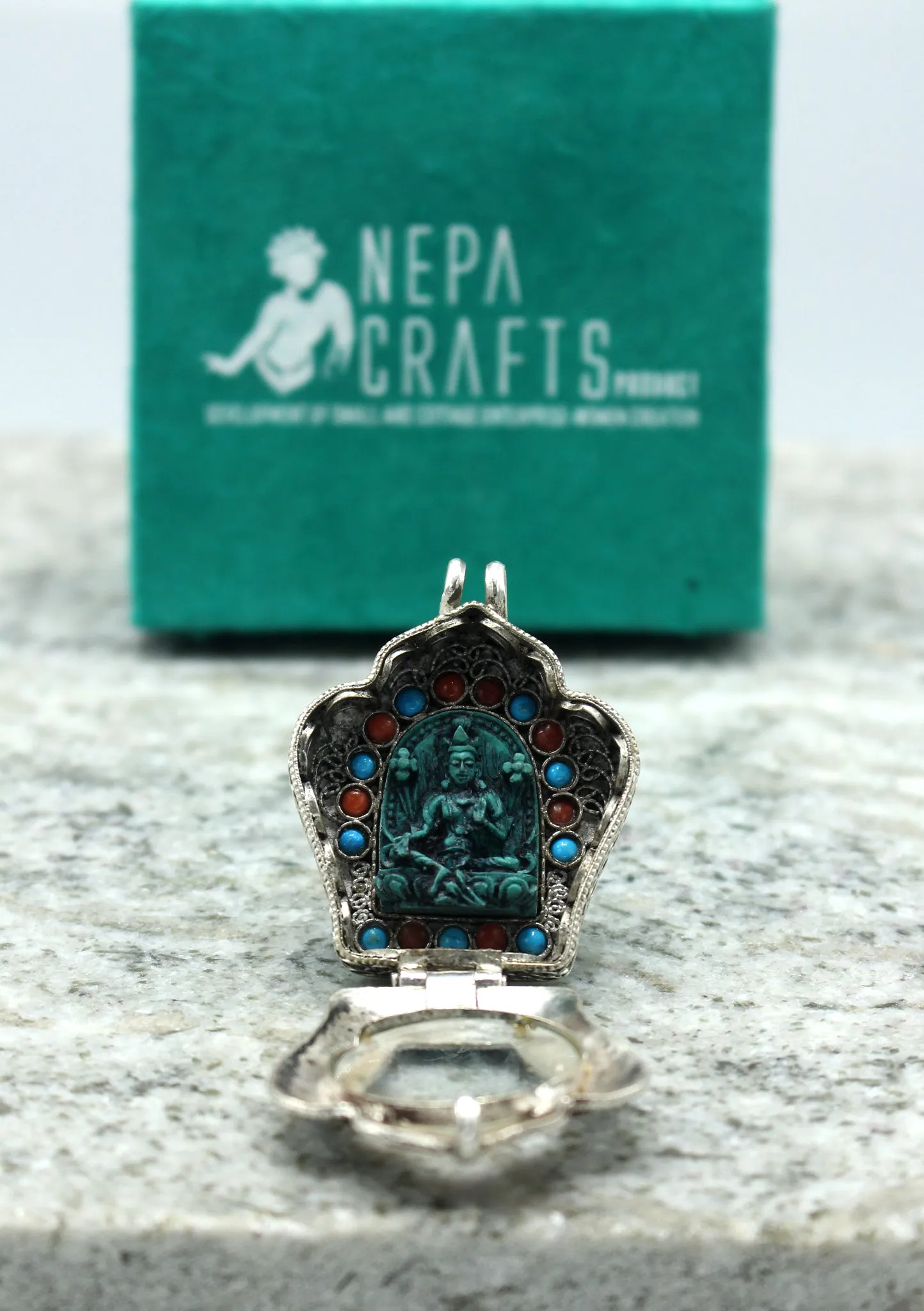 Silver Sterling 925 Green Tara Ghau Pendant
