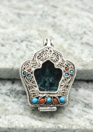 Silver Sterling 925 Green Tara Ghau Pendant