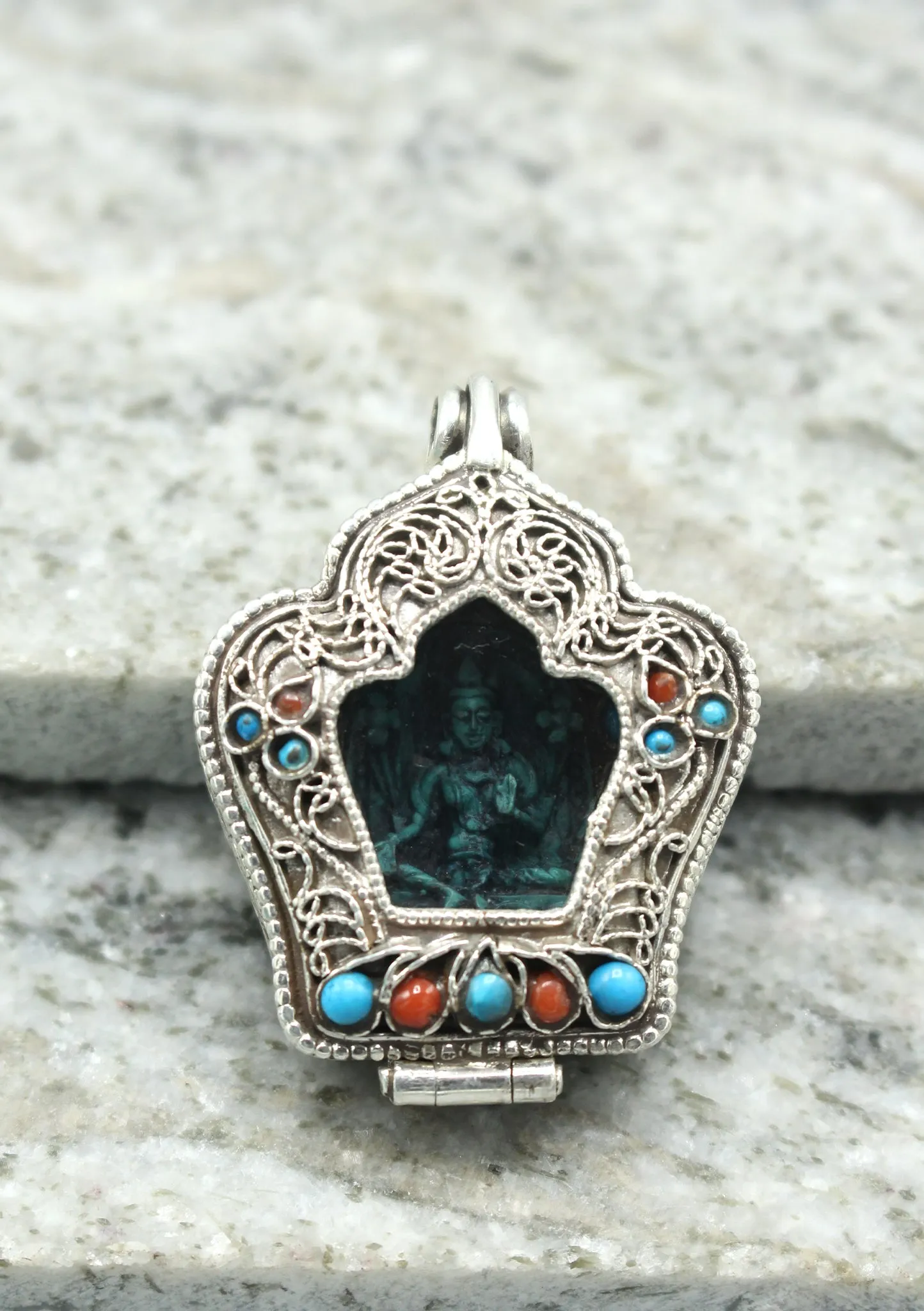 Silver Sterling 925 Green Tara Ghau Pendant