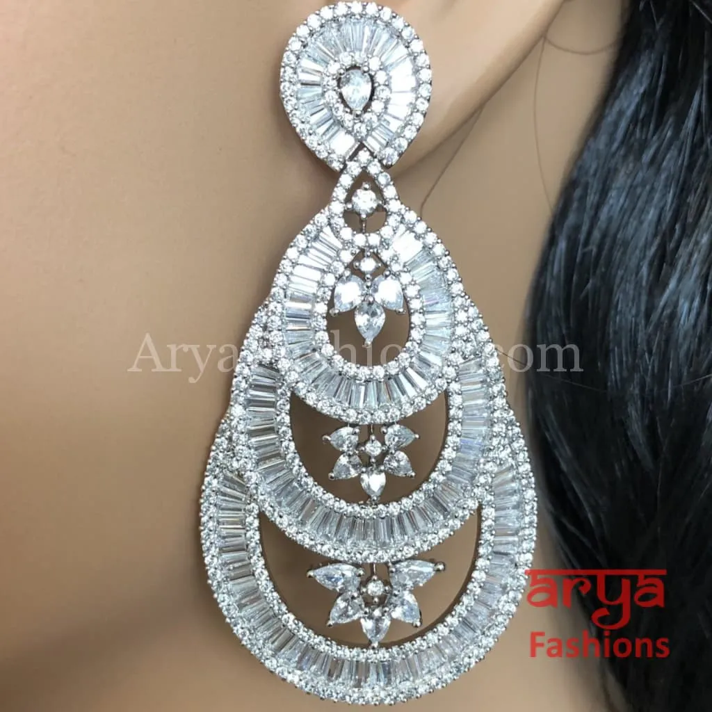 Silver tone Cubic Zirconia Party earrings