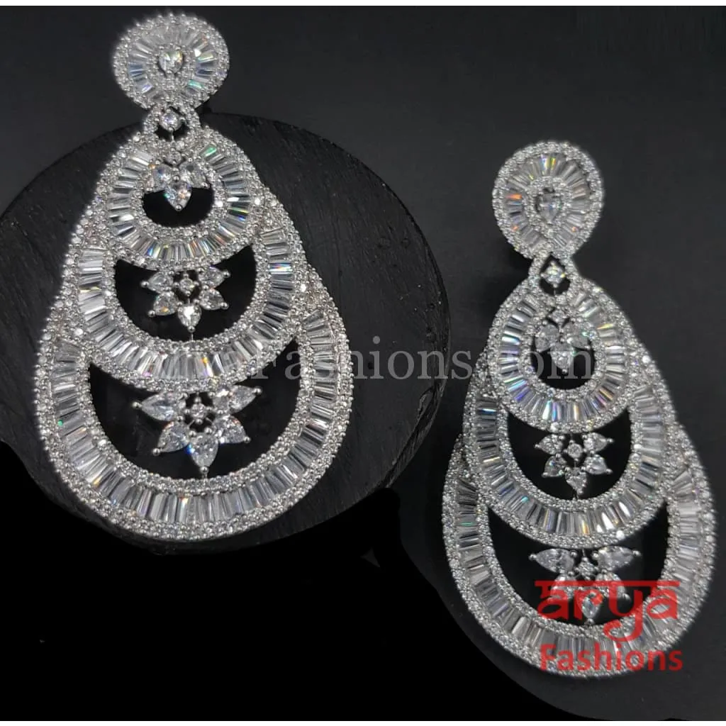 Silver tone Cubic Zirconia Party earrings