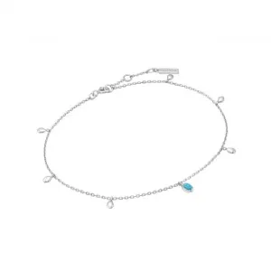 Silver Turquoise Drop Pendant Anklet F044-01H