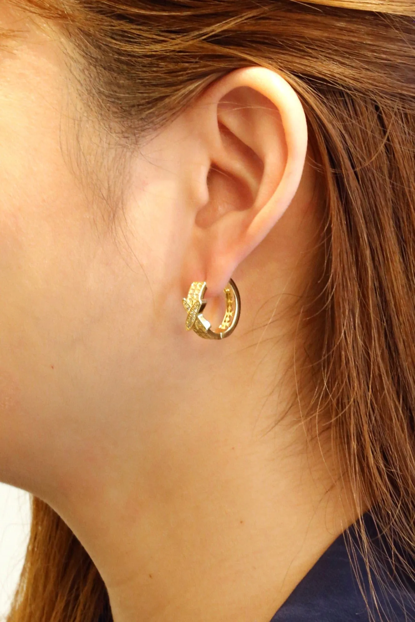 SJE310553 14K Dipped X Shape Hoop Earrings