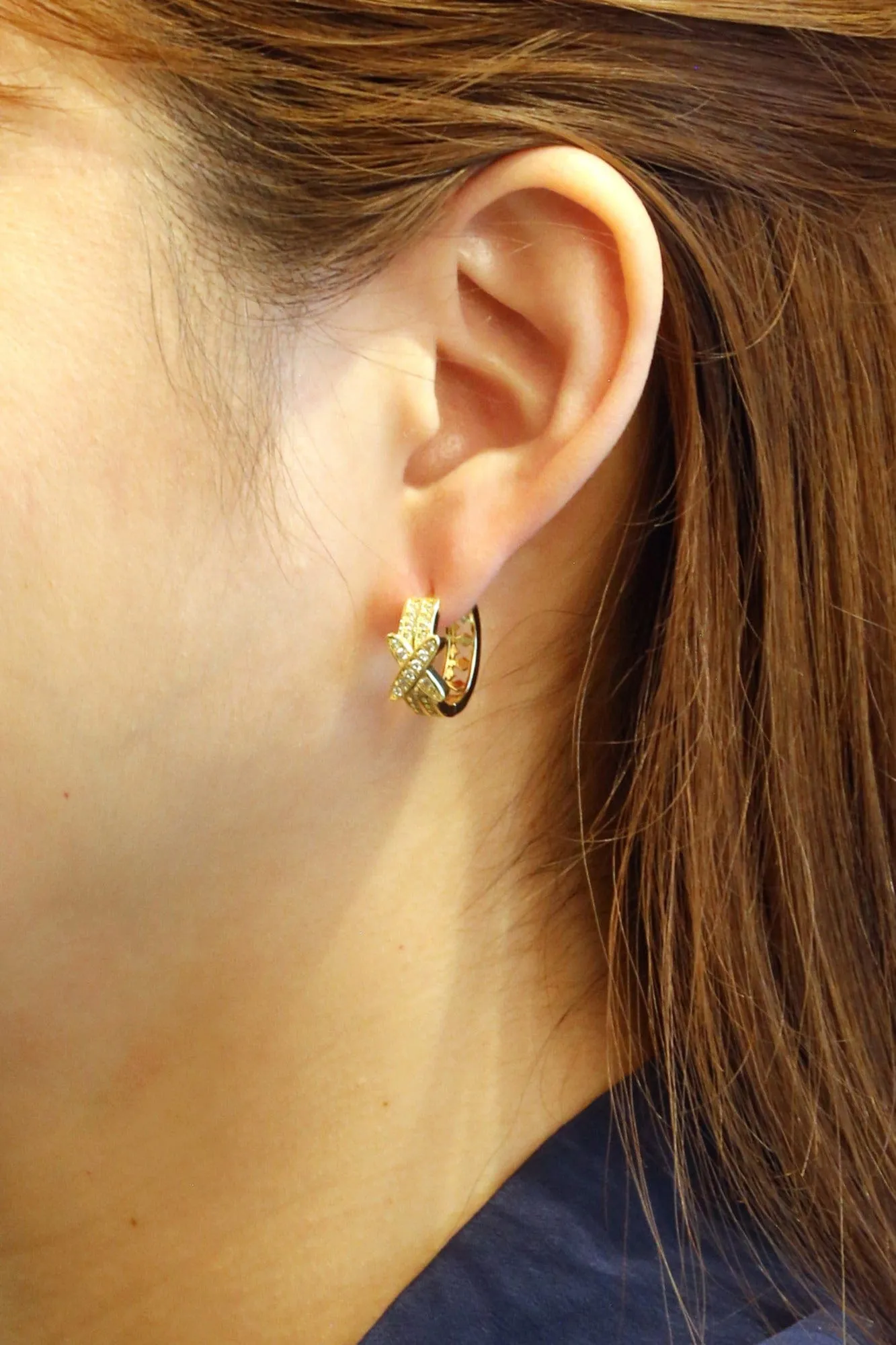 SJE310553 14K Dipped X Shape Hoop Earrings