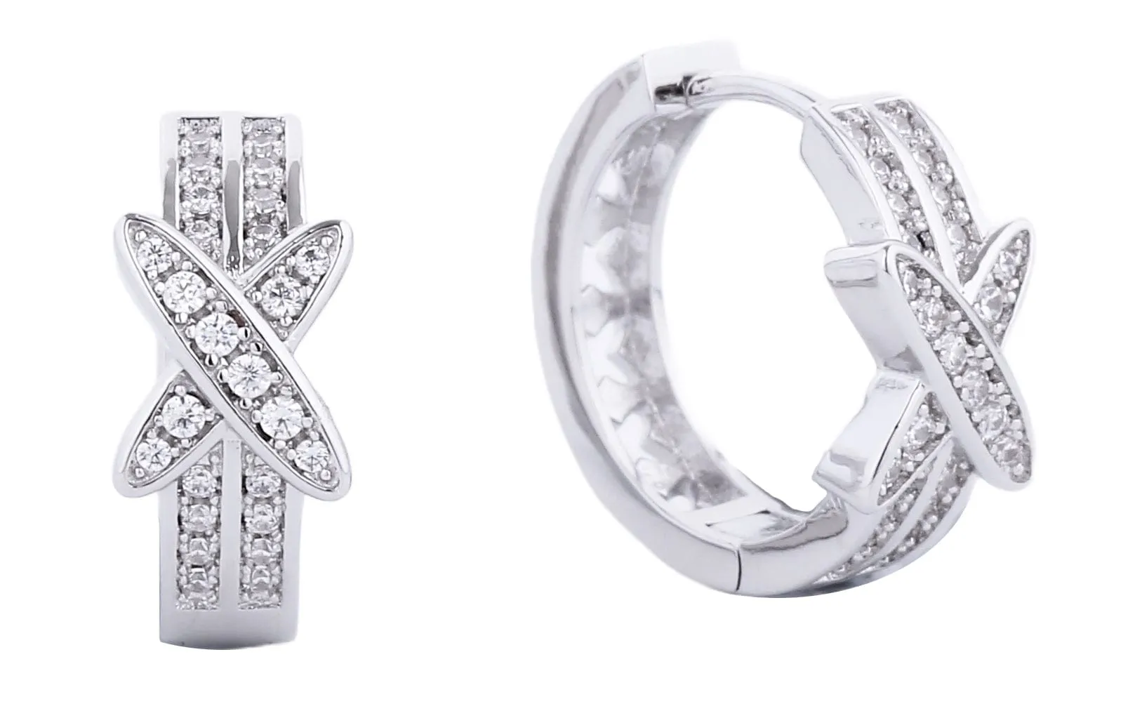 SJE310553 14K Dipped X Shape Hoop Earrings