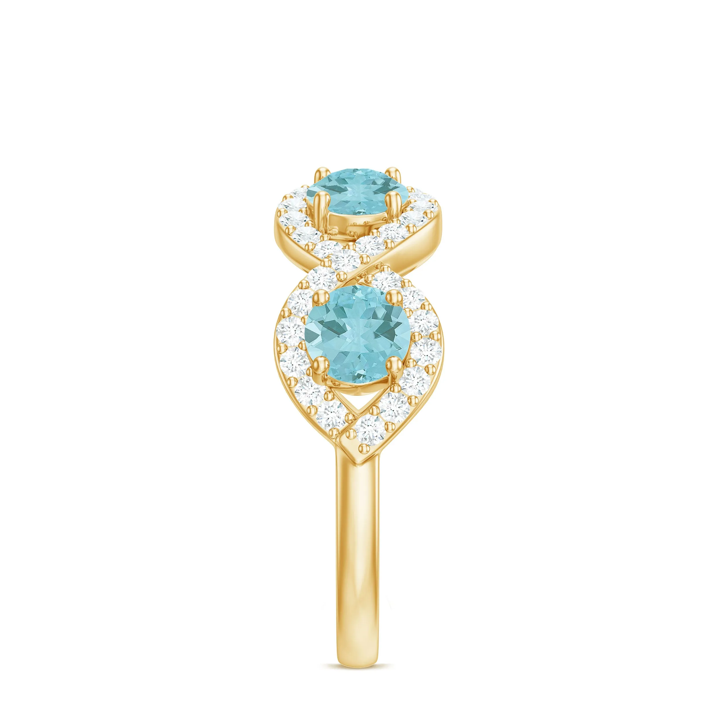 Sky Blue Topaz Half Eternity Ring with Diamond Stones