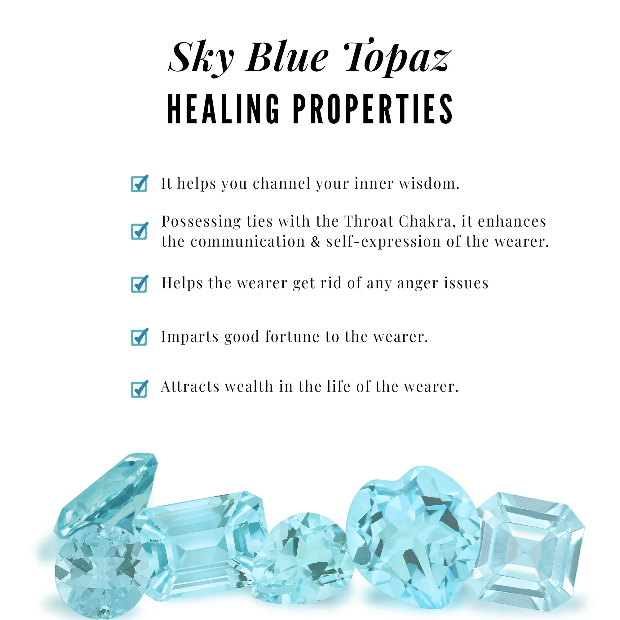 Sky Blue Topaz Half Eternity Ring with Diamond Stones
