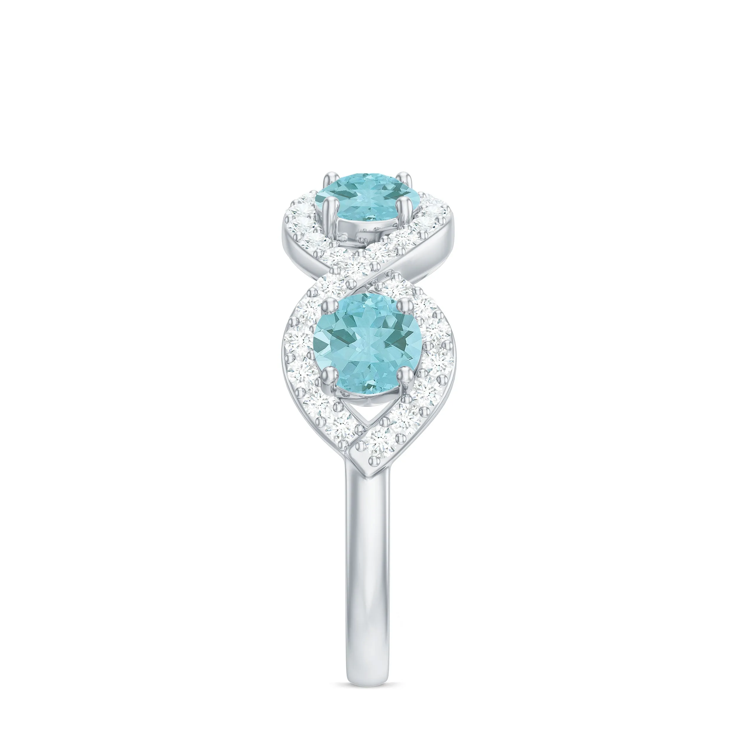 Sky Blue Topaz Half Eternity Ring with Diamond Stones