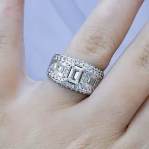 Special 2.50 CT Emerald and Round Cut Diamond Engagement Ring in 14KT White Gold