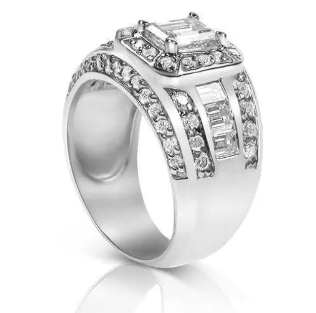 Special 2.50 CT Emerald and Round Cut Diamond Engagement Ring in 14KT White Gold