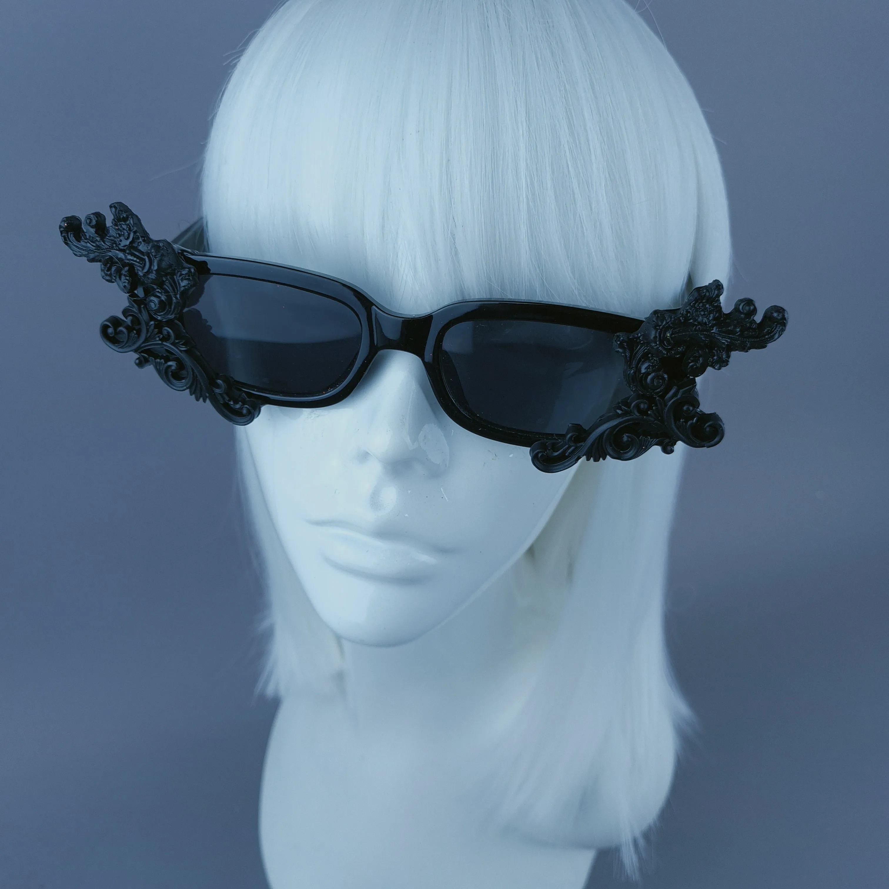 Square Black Filigree Sunglasses
