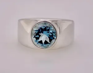 Sterling Silver Blue Topaz Men's Ring