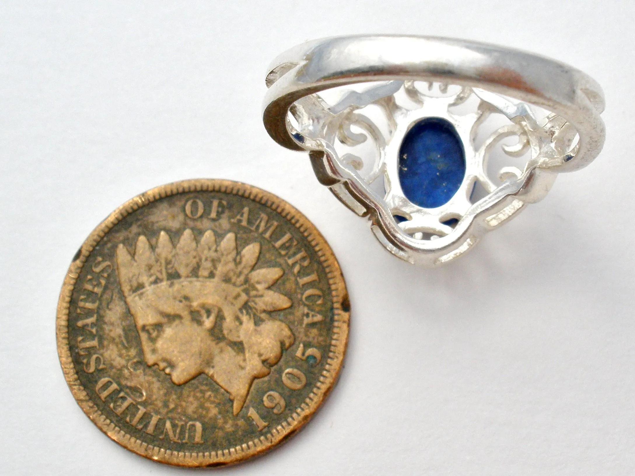 Sterling Silver Lapis Lazuli Ring Size 5