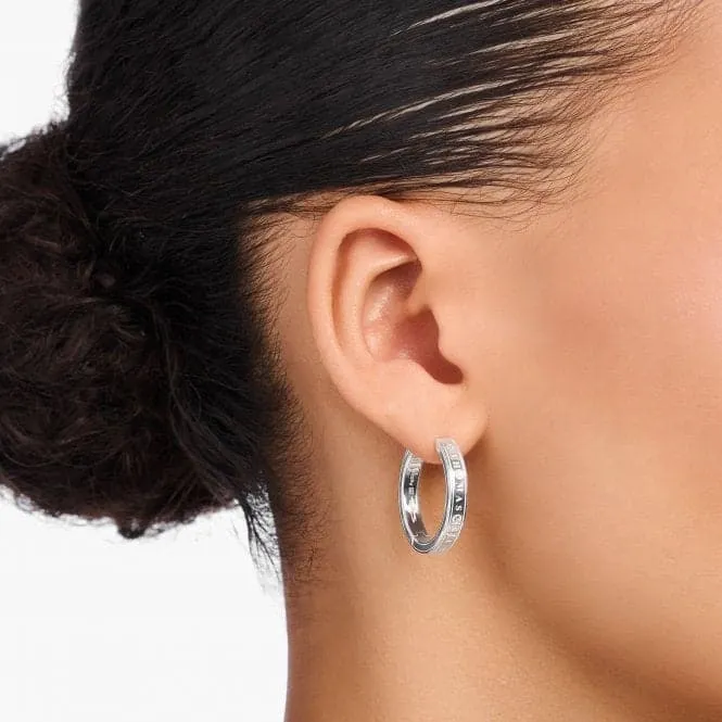 Sterling Silver White Stones Hoop Earrings CR715-051-14