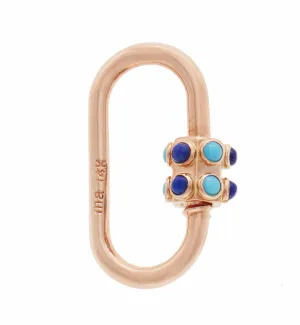 Stoned Medium Lock with Turquoise and Lapis