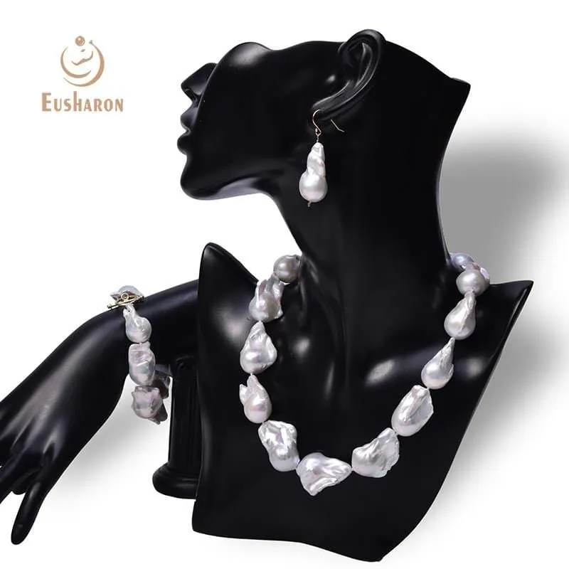 Stunning White Baroque Pearl Jewelry Set