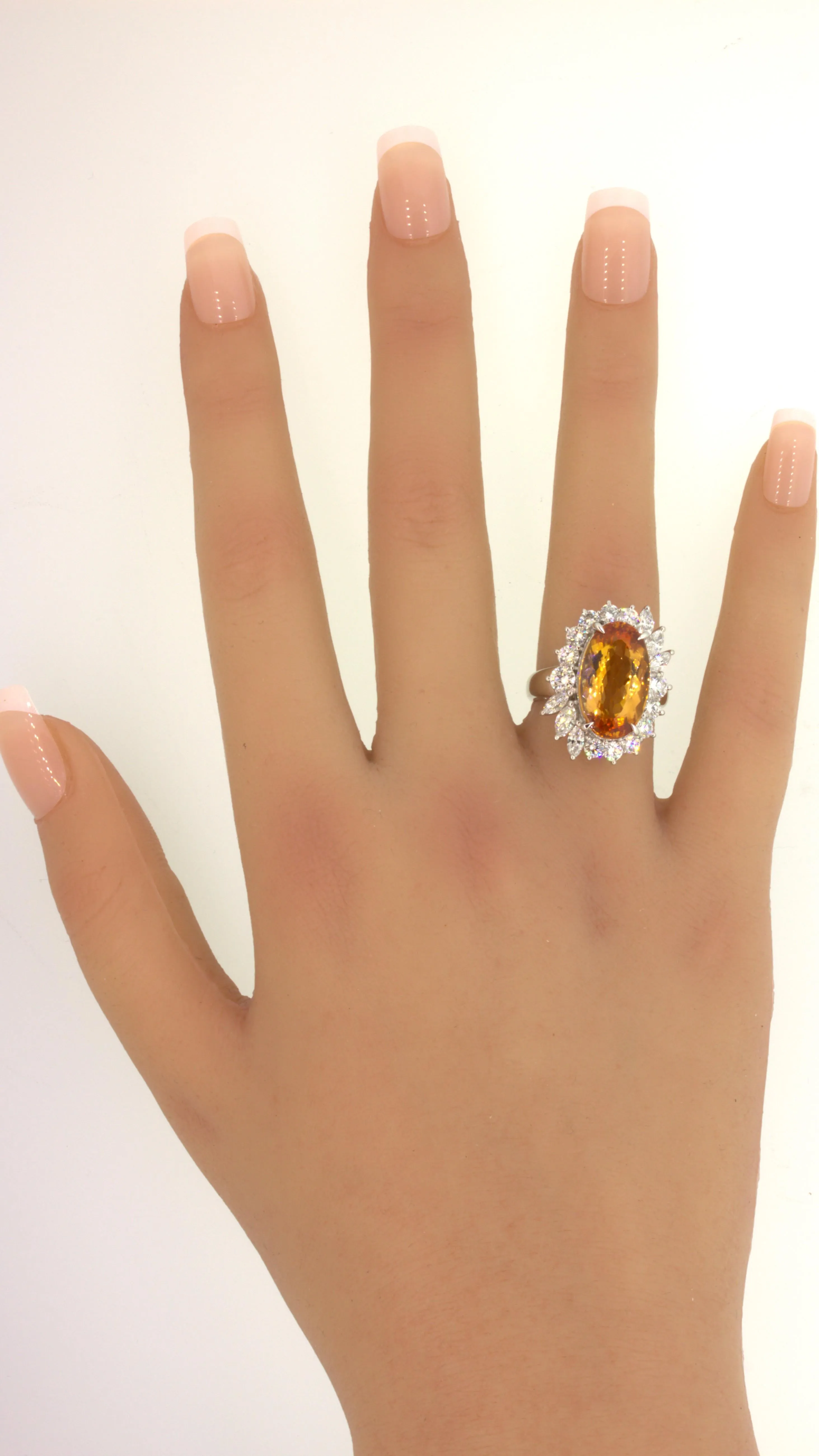 Superb 9.60 Carat Imperial Topaz Diamond Platinum Ring