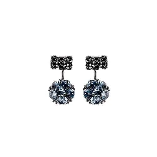 Sweet 925 Sterling Silver Rhinestone Bowknot Ball Earrings