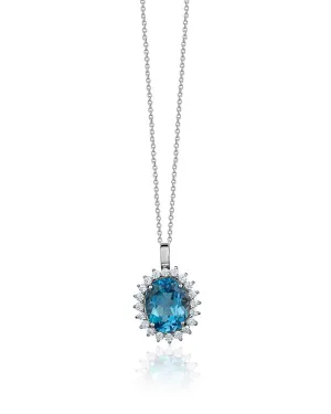 Swiss Blue Topaz Oval Pendant