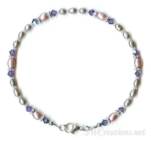 Tanzanite Crystal Mauve Pearl Anklet