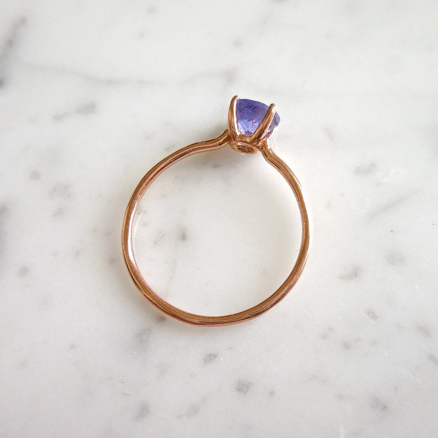 Tanzanite Solitaire Ring - Round Tanzanite Solitaire - December Birthstone Ring
