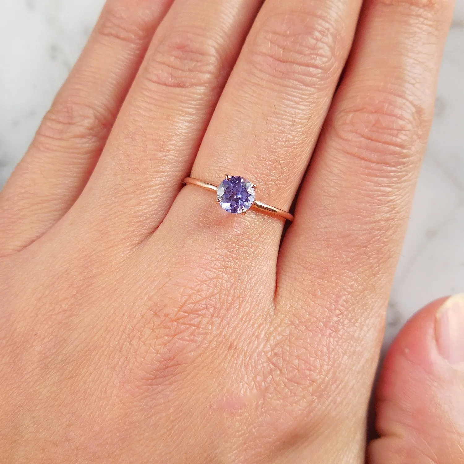 Tanzanite Solitaire Ring - Round Tanzanite Solitaire - December Birthstone Ring