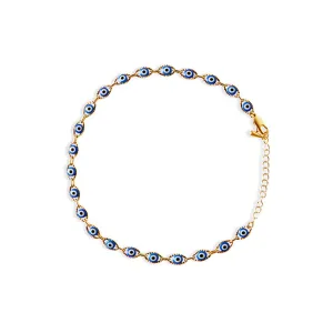 THE EVIL EYE ORNATE BEZEL LINK ANKLET