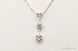 Three Stone Cubic Zirconia Sterling Silver Necklace