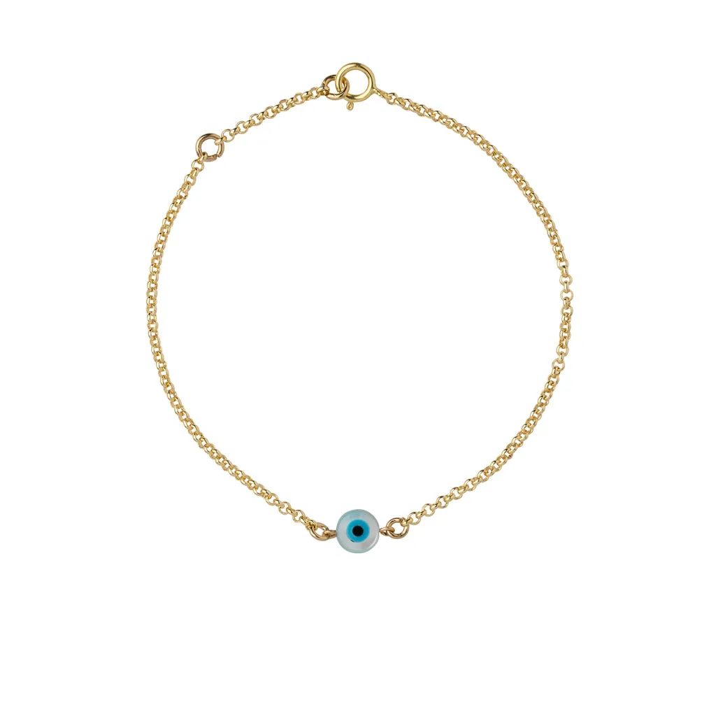 Tiny Mother of Pearl Evil Eye Bracelet