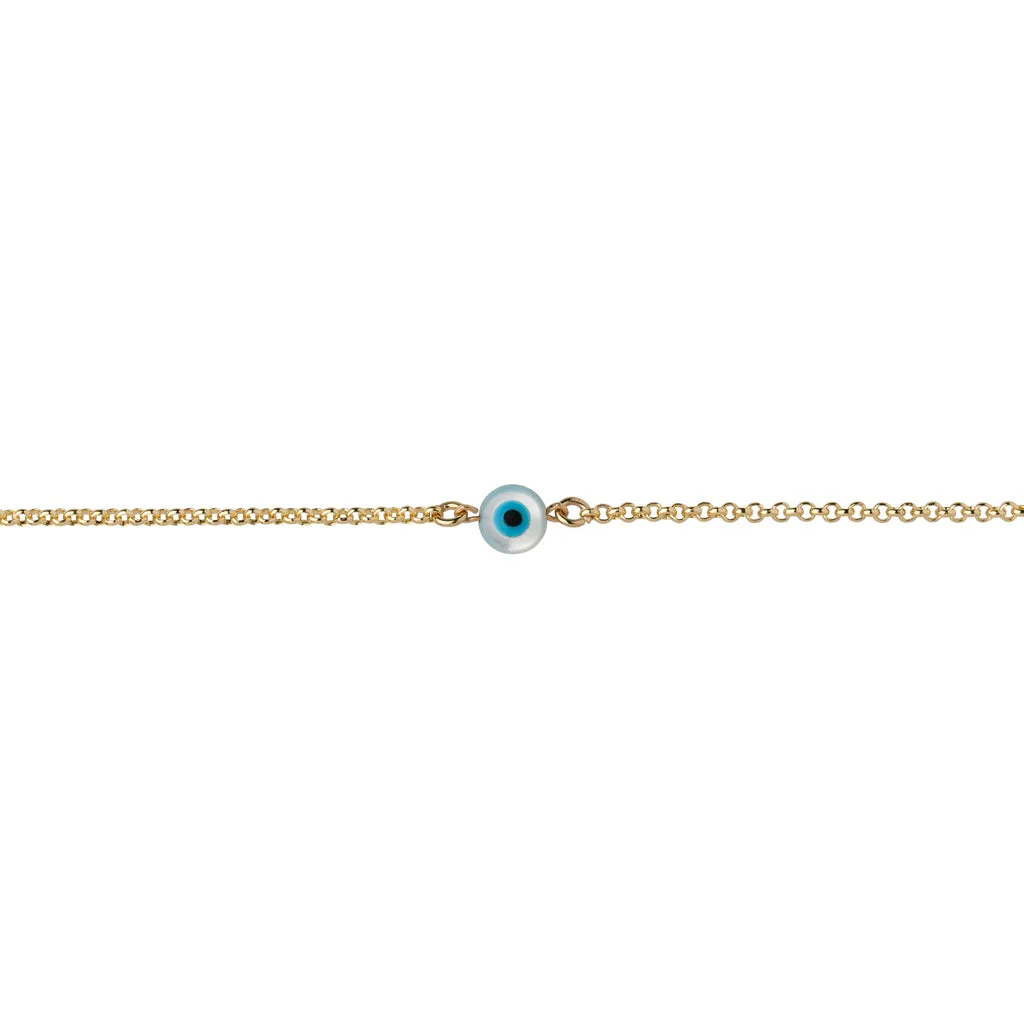 Tiny Mother of Pearl Evil Eye Bracelet