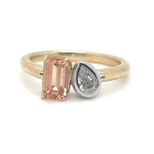 Toi et Moi Garnet & Diamond Yellow Gold Engagement Ring