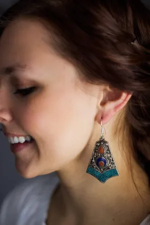 Traditional Tibetan Triangle Earrings