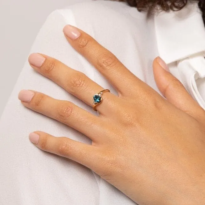 Trillion London Blue Topaz White Topaz 9ct Yellow Gold Ring GR618L