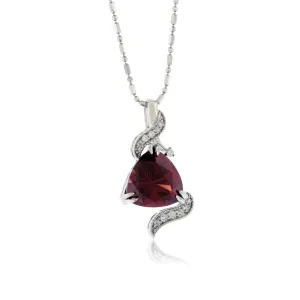 Trillion Raspberry Garnet in Diamond Accented Pendant