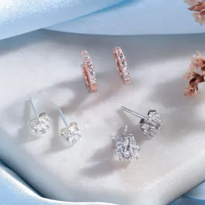 Triple-CZ 925 Sterling Silver Earring Combo